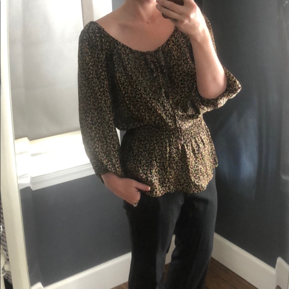 Bebe silk top with Ann Taylor pants